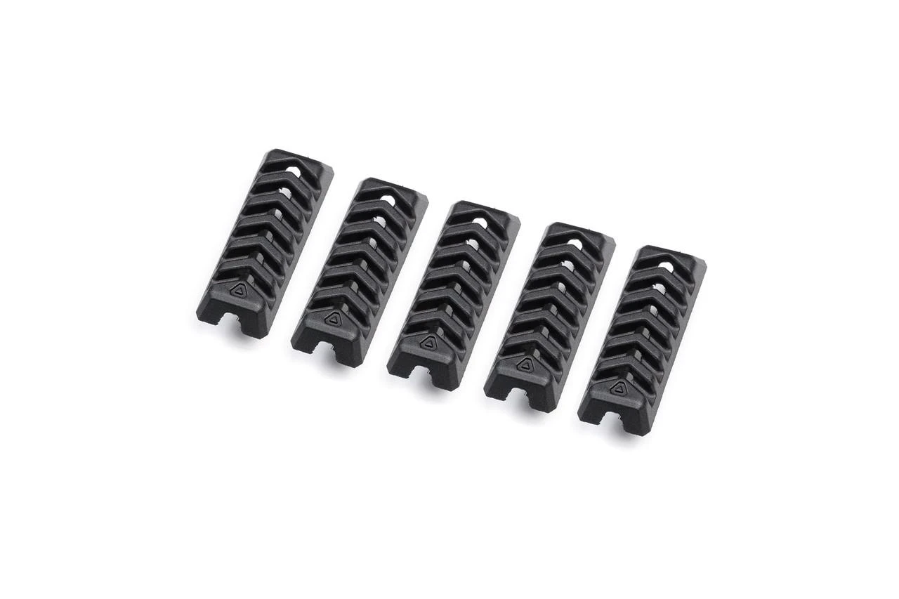 Strike Industries SI-SIEGEN-COVER-BK SIEGEN Rail Covers - Black (5-pack), black rail covers for firearm customization and protection.