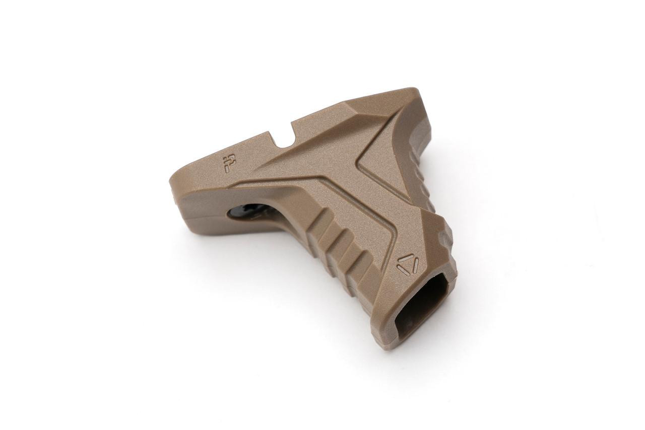 Strike Industries SI-AR-CMS-MHS-FDE Mini HandStop with Cable Management System in FDE, tactical firearm accessory for improved grip and cable organization.