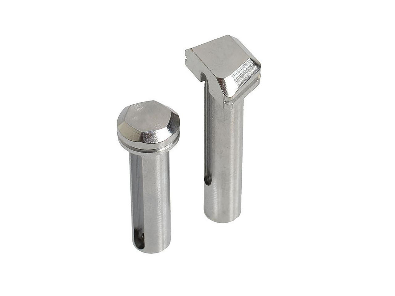 Strike Industries SI-AR-EPTP-CC Enhanced Pivot / Takedown Pins in Chrome, metallic tactical firearm accessories for AR-15 rifles.