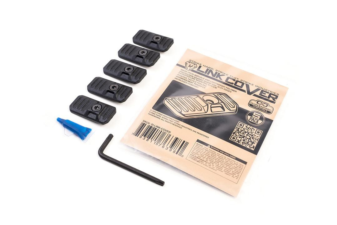  Strike Industries SI-LINK-COVER Rail Cover with LINK system for both M-LOK & KeyMod Handguards in Black (5 pcs) 