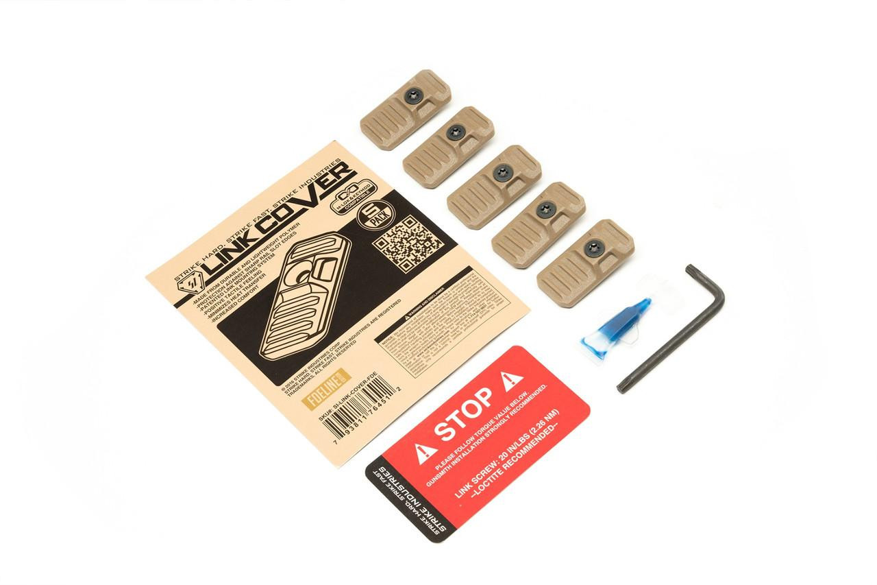  Strike Industries SI-LINK-COVER-FDE Rail Cover with LINK system for both M-LOK & KeyMod Handguards in FDE (5 pcs) 