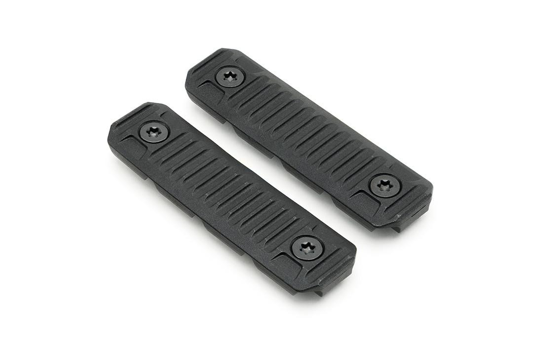 Strike Industries SI-AR-CM-COVER-L-BK AR Cable Management Rail Covers - Long in Black, 2-piece set, designed for secure cable organization on rifles.