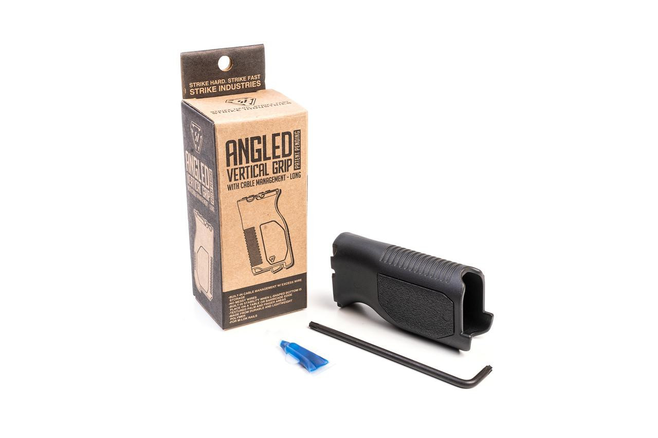  Strike Industries SI-AR-CMAG-L Angled Vertical Grip with Cable Management System (M-LOK)  - Long in Black 