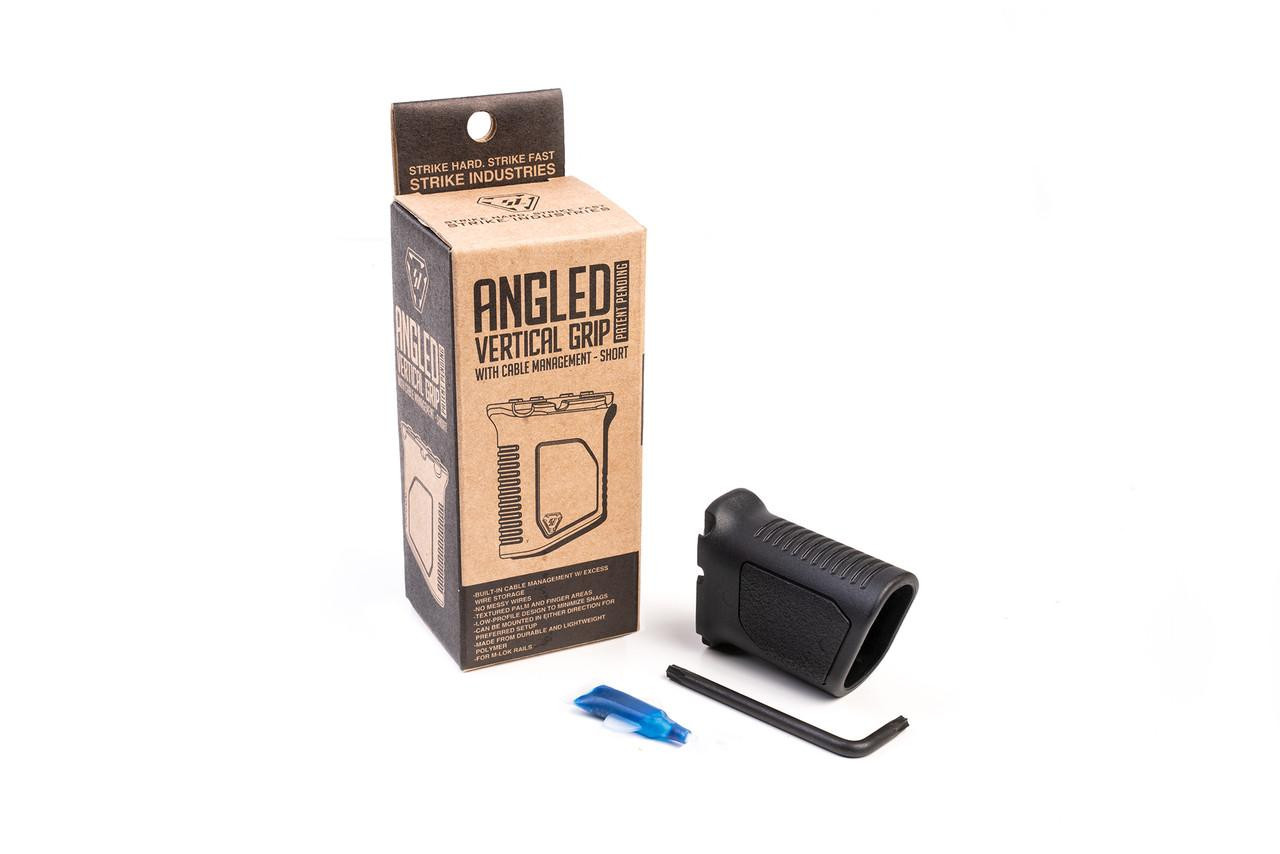 Strike Industries SI-AR-CMAG-S Strike Industries SI-AR-CMAG-S Angled Vertical Grip with Cable Management System (M-LOK) - Short in Black SI-AR-CMAG-S