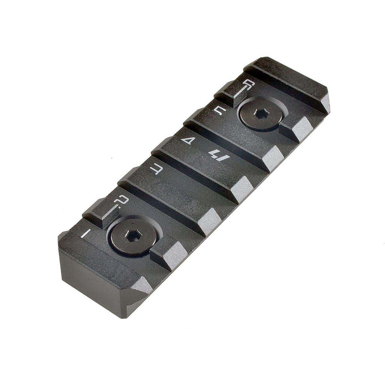 Strike Industries SI-LINK-RS-6-BK Link Rail Section 6 Slots, black, fits most KeyMod and M-Lok mounting surfaces, tactical firearm accessory.