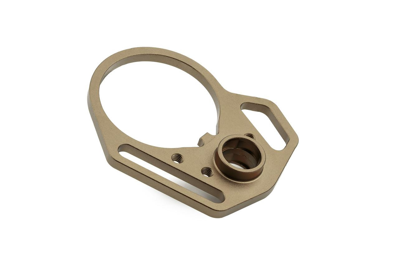 Strike Industries SI-AR-UL-MFEP&ACN-FDE Ultralight FDE Multi-Function End Plate and Anti-Rotation Castle Nut in Black, a lightweight firing accessory and castle nut for AR rifles.