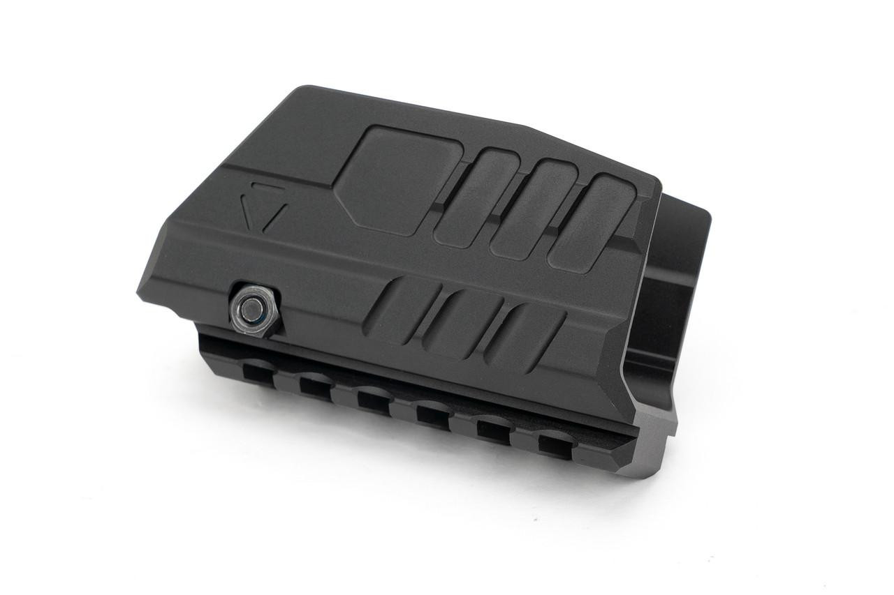 Strike Industries SI-SMC-BS-S Blast Shield for Modular Chassis (SMC) - ALPHA (Standard), black blast shield for firearm chassis.