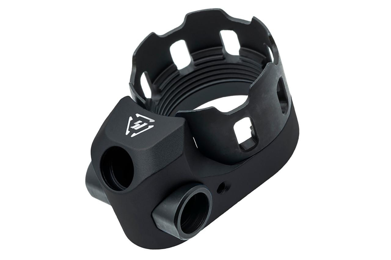 Strike Industries SI-AR-TRIBUS-BK Strike Industries SI-AR-TRIBUS-BK TRIBUS Enhanced Castle Nut & Extended End Plate Version 2 in Black SI-AR-TRIBUS-BK
