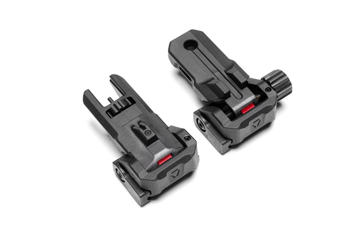 Strike Industries SI-SPBUS Polymer Backup Sights, black polymer firearm sights for enhanced aiming and target acquisition.