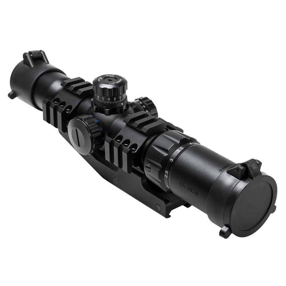 NcStar 154X30RGB NcStar 1.5-4X30 Tactical Tri-color illuminated RGB Reticle Scope with 30mm Cantilever Mount 154X30RGB