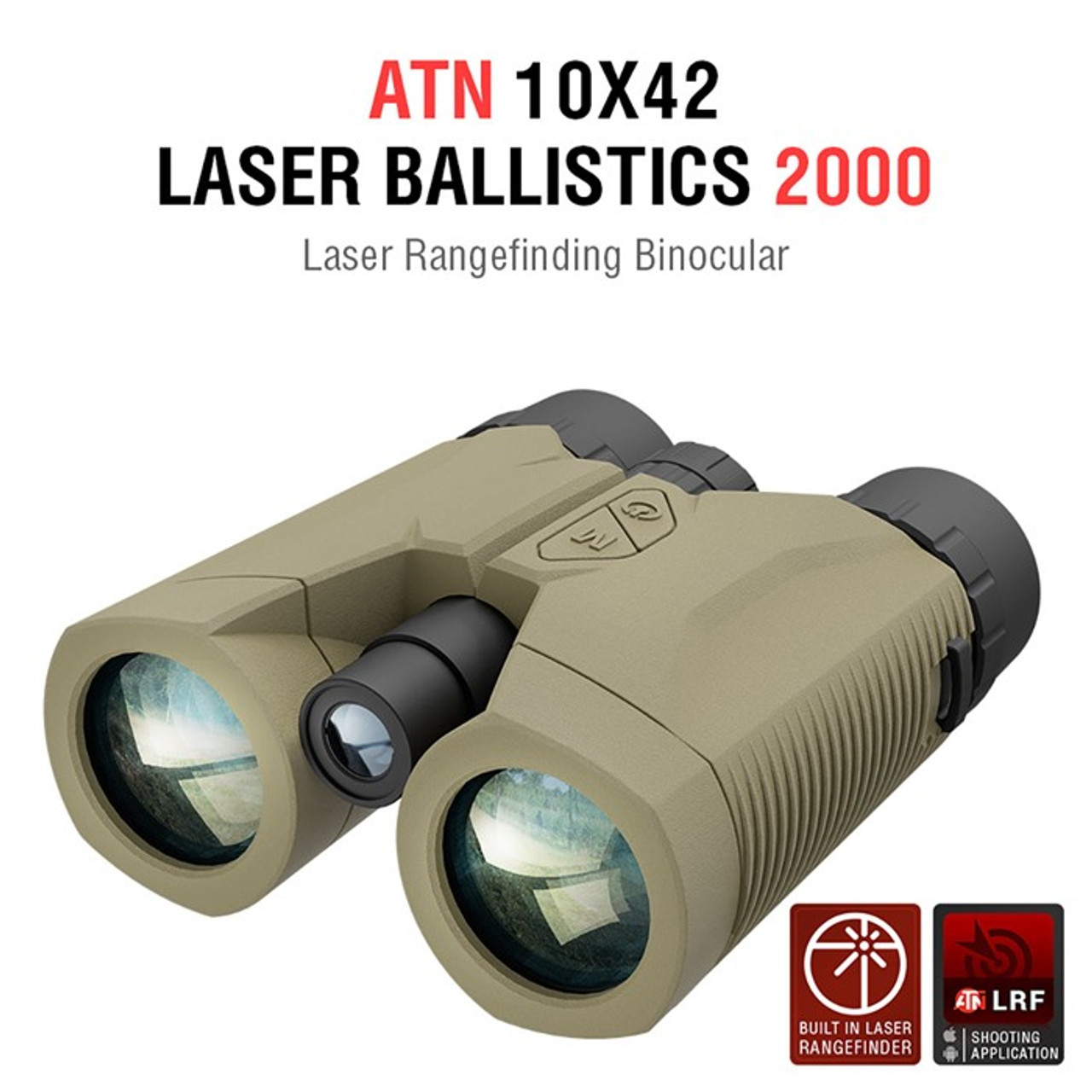 ATN BN1042LRF2K - 10x42mm Laser Ballistic Rangefinding Bino 2000m W/bluetooth