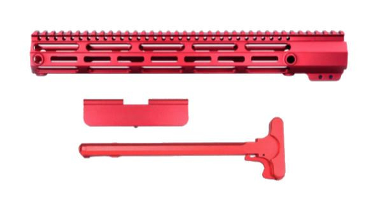  JE Machine Tech USA Made Red 15" M-LOK Free Float Handguard & Upper Parts Combo 