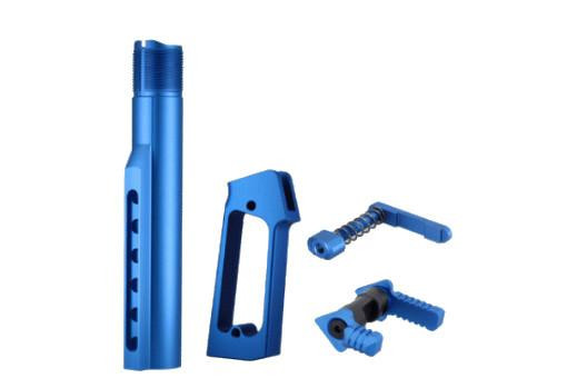 JE Machine Tech PS-BTMBLU JE Machine Tech USA Made Blue Buffer Tube, Pistol Grip, Safety Selector, Mag Release Combo PS-BTMBLU