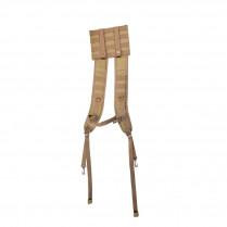 NcStar NcSTAR MOLLE Backpack Straps, tan color, adjustable straps designed for military and tactical backpacks with MOLLE webbing system.