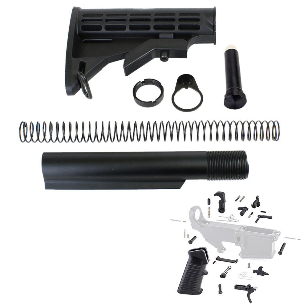 Tiger Rock Inc 223LB-LPK17-ST Tiger Rock Inc. 223LB-LPK17-ST AR-15 6 Position Stock Kit -Mil Spec w/ Lower Parts Kit - Standard Grip & Trigger Guard 223LB-LPK17-ST
