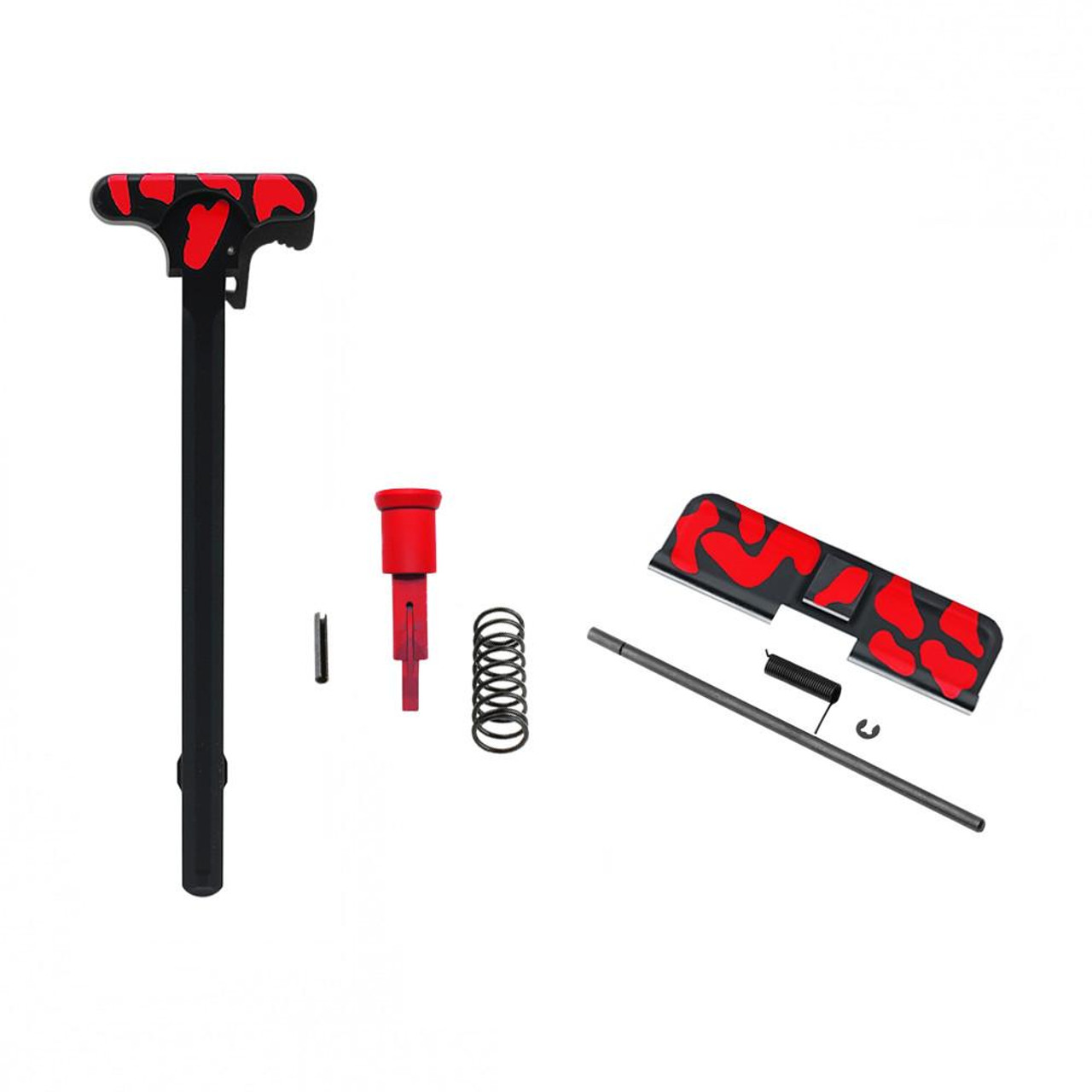  Tiger Rock Inc. ACD-RED-CAM 223/5.56 Rifle Charging Handle Forward Assist and Ejection Cover Door - CERAKOTE CAMO RED 