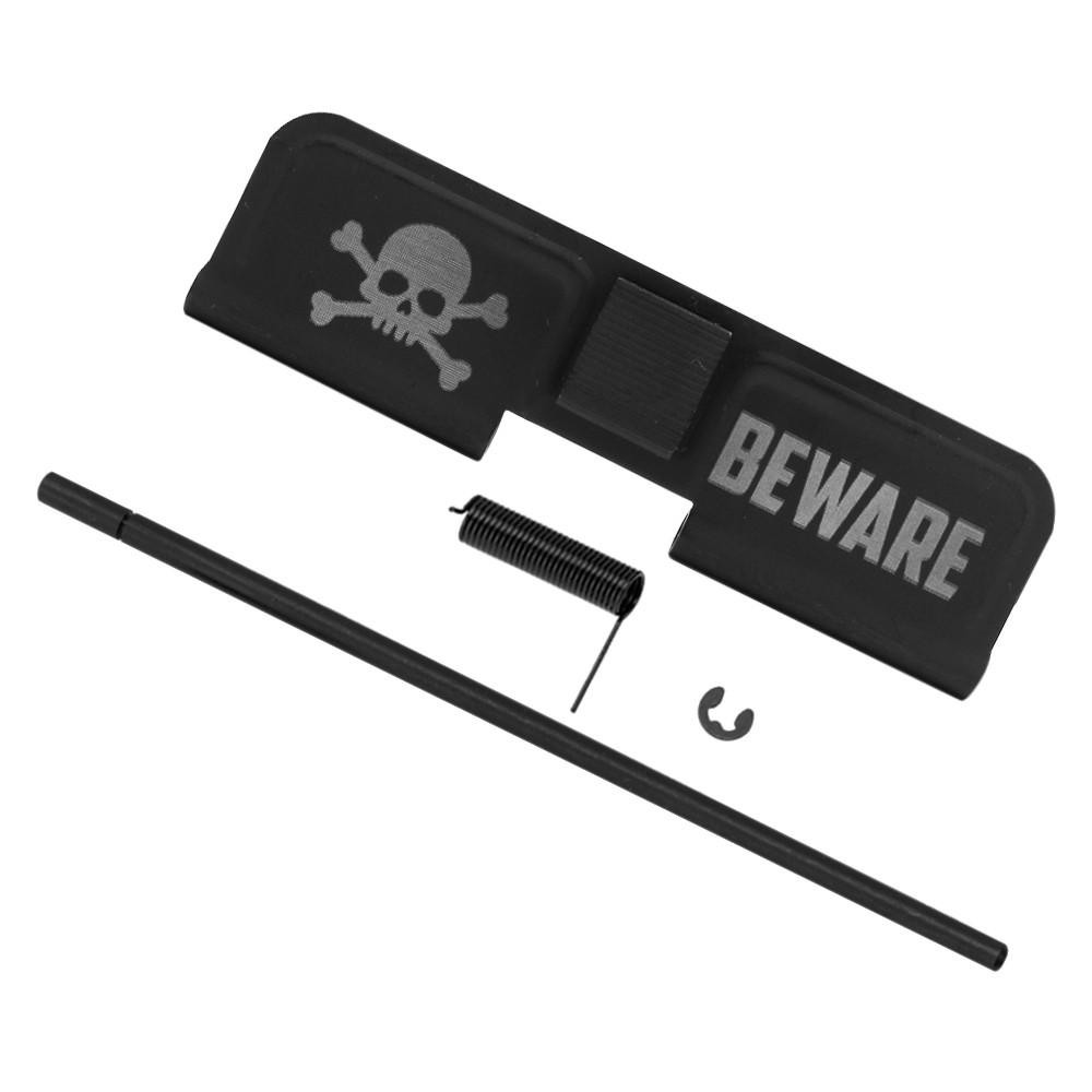  Tiger Rock Inc. EDC-BEWARE AR-15 Ejection Port Cover | Dust Cover Assembly- Beware Skull and Crossbones 