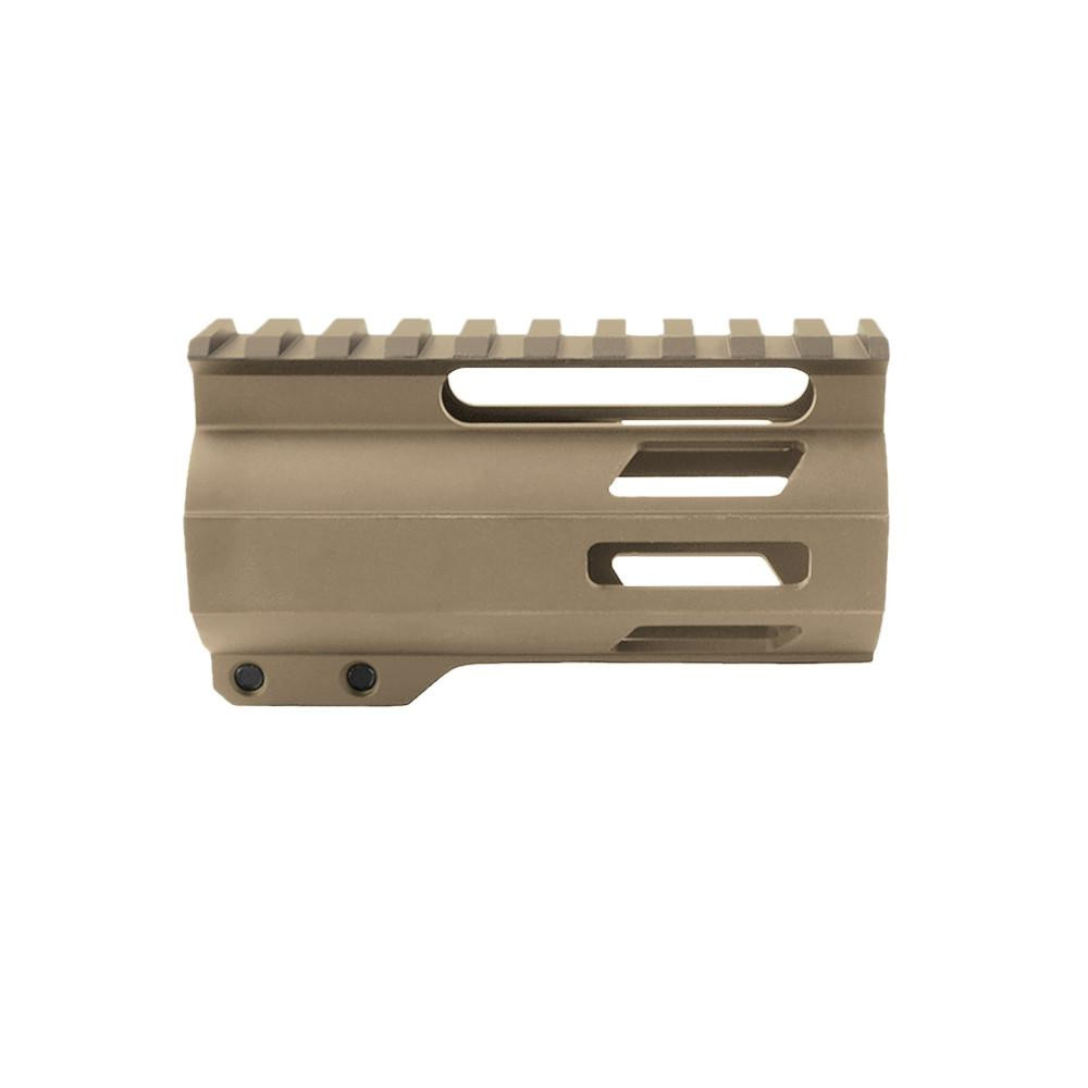  Tiger Rock Inc. FML-4-FDE CERAKOTE FLAT DARK EARTH| AR-15 4" M-Lok Super Slim Free Float Handguard W/ 2" & 3" M-Lok Rail Sections 
