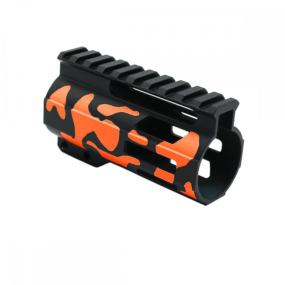  Tiger Rock Inc. FML-4-ORG-CAM CERAKOTE CAMO| AR-15 4" M-Lok Super Slim Free Float Handguard W/ 2" & 3" M-Lok Rail Sections| Black and Hunter Orange 