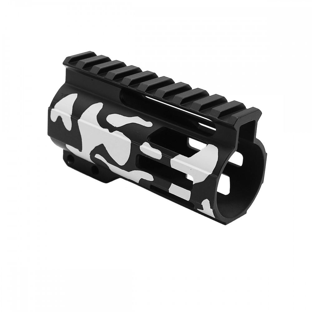  Tiger Rock Inc. FML-4-WHI-CAM CERAKOTE CAMO| AR-15 4" M-Lok Super Slim Free Float Handguard W/ 2" & 3" M-Lok Rail Sections| Black and Bright White 