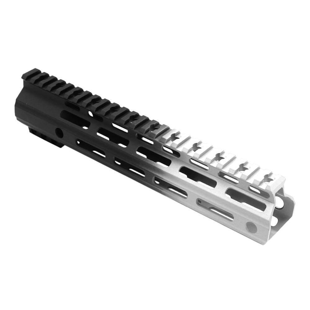  Tiger Rock Inc. FMLUS-10D-WHI-GRADIENT CERAKOTE GRADIENT| AR-15 ANGLE CUT CLAMP ON M-LOK 10 INCH HANDGUARD- BLACK BASE- GRADIENT- BRIGHT WHITE -MADE IN U.S.A 
