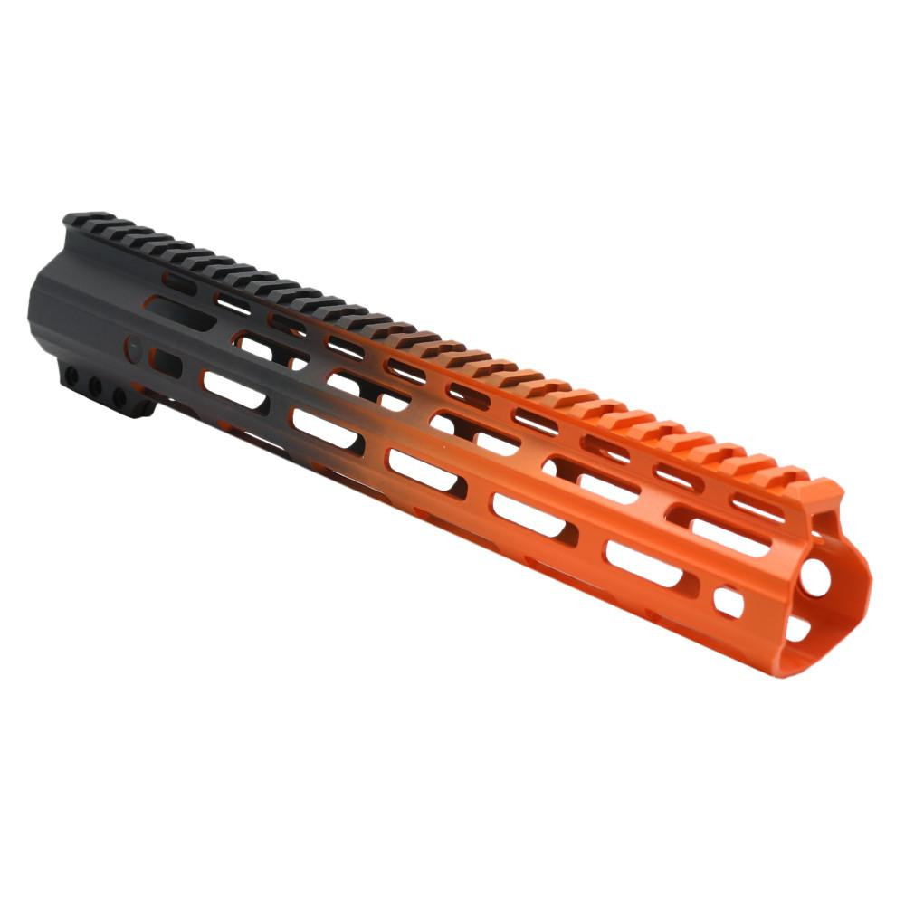  Tiger Rock Inc. FMLUS-12D-ORG-GRADIENT CERAKOTE GRADIENT| AR-15 ANGLE CUT CLAMP ON M-LOK 12 INCH HANDGUARD- BLACK BASE- GRADIENT- HUNTER ORANGE -MADE IN U.S.A 