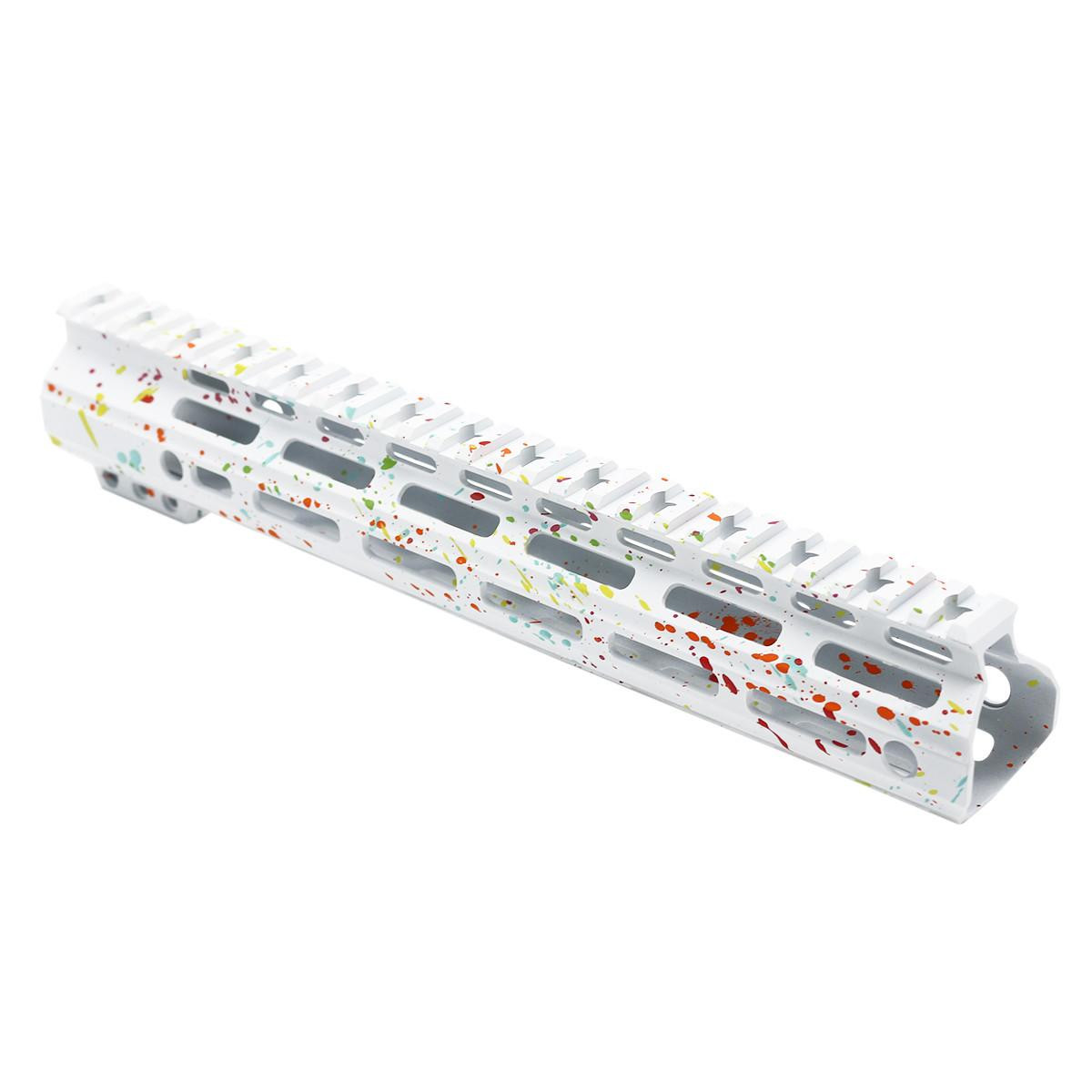 Tiger Rock Inc FMLUS-12D-WHI-SPLATTER Tiger Rock Inc. FMLUS-12D-WHI-SPLATTER CERAKOTE SPLATTER| AR-15 ANGLE CUT CLAMP ON M-LOK HANDGUARD-BASE WHI- PATTERN-RGB-RED-PNK-ORG-LEM-ZBG- MADE IN U.S.A- 12 INCH FMLUS-12D-WHI-SPLATTER