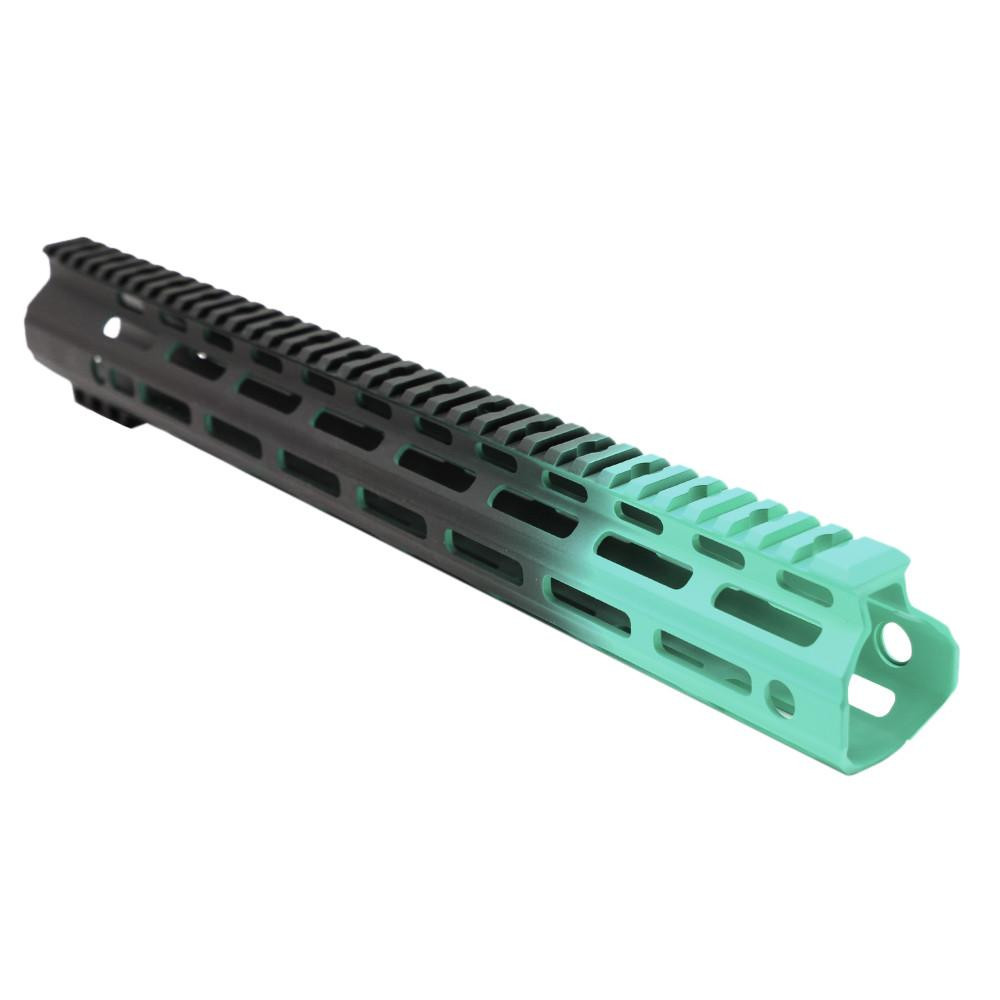  Tiger Rock Inc. FMLUS-15D-RGB-GRADIENT CERAKOTE GRADIENT| AR-15 ANGLE CUT CLAMP ON M-LOK 15 INCH HANDGUARD- BLACK BASE- GRADIENT- ROBINS EGG -MADE IN U.S.A 