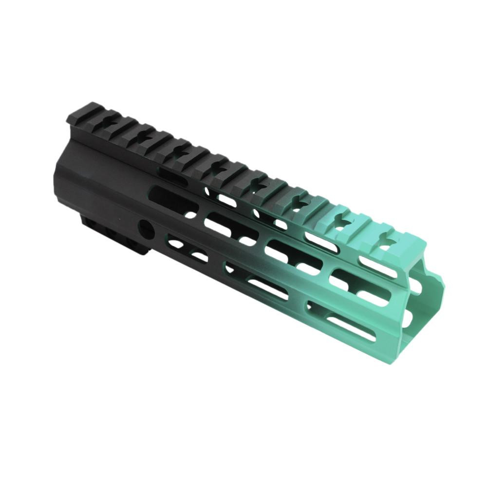  Tiger Rock Inc. FMLUS-7D-RGB-GRADIENT CERAKOTE GRADIENT| AR-15 ANGLE CUT CLAMP ON M-LOK 7 INCH HANDGUARD- BLACK BASE- GRADIENT- ROBINS EGG -MADE IN U.S.A 