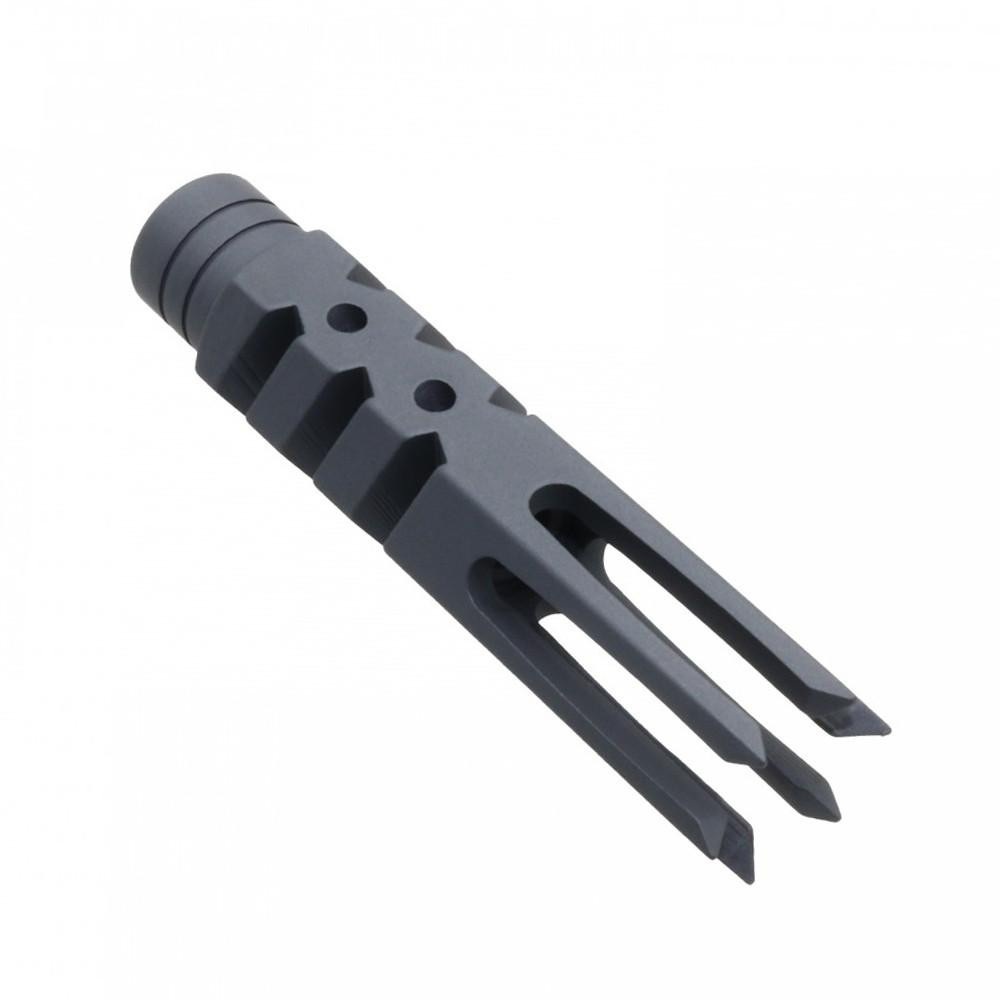 Tiger Rock Inc MBR25LONG-SGY+JN2 Tiger Rock Inc. MBR25LONG-SGY+JN2 AR-15/.223/5.56 Extended Length 4" Zombie Slayer Muzzle Brake - Cerakote Sniper Grey MBR25LONG-SGY+JN2