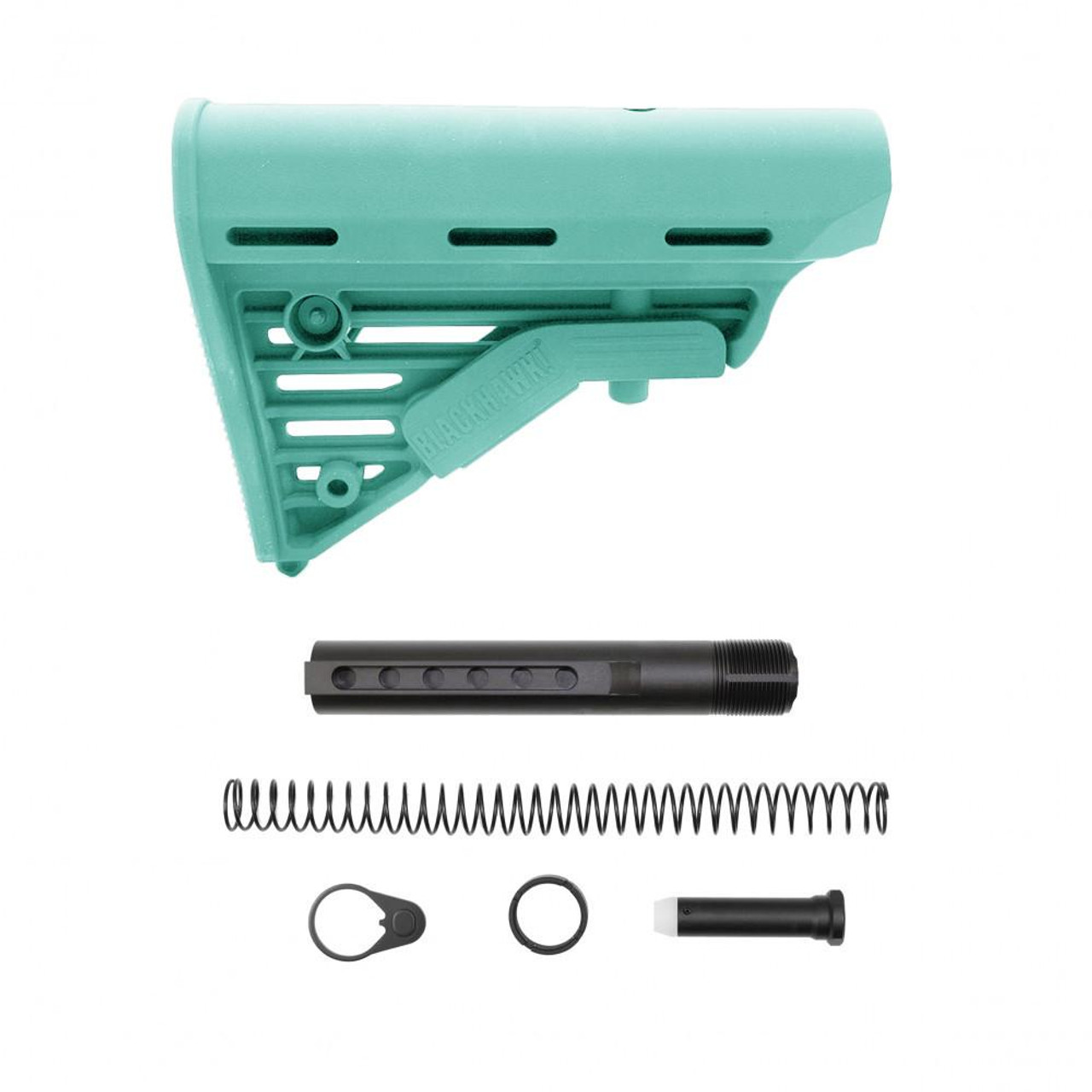  Tiger Rock Inc. ST002MBH-RGB+ST007M 223/5.56 Rifle Blackhawk Knoxx Six Position Buffer Tube Kit -Mil-Spec- 3 Ounce |Cerakote Robins Egg 