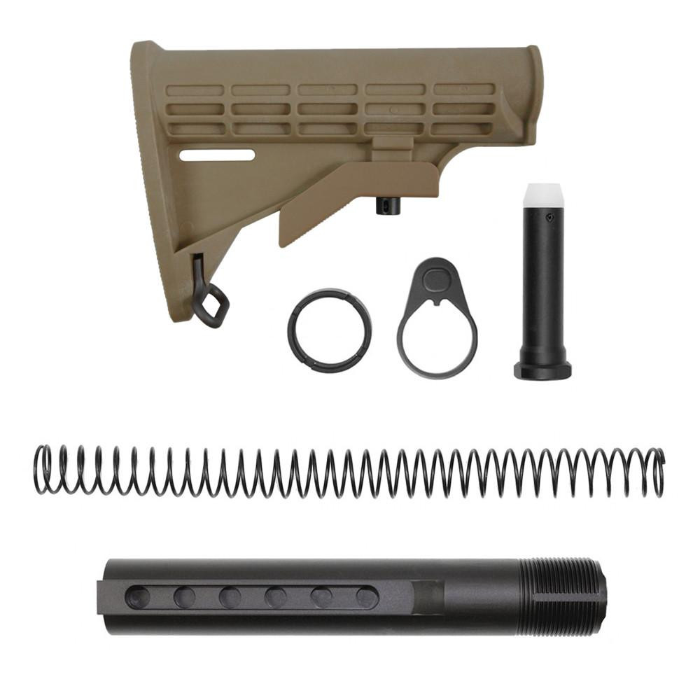 Tiger Rock Inc ST003M-FDE+ST007M Tiger Rock Inc. ST003M-FDE+ST007M AR-15 .223/5.56 Collapsible Carbine Stock-Cerakote Flat Dark Earth | W/ 6-Position Buffer Tube Kit | Mil-Spec ST003M-FDE+ST007M