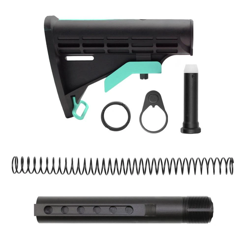 Tiger Rock Inc ST003M-USA-RGB-GRADIENT+ST007M Tiger Rock Inc. ST003M-USA-RGB-GRADIENT+ST007M CERAKOTE GRADIENT ROBIN EGG| AR-15 COLLAPSIBLE STANDARD VERSION STOCK BODY-MIL SPEC- MADE IN USA | W/ 6-Position Buffer Tube Kit | Mil-Spec ST003M-USA-RGB-GRADIENT+ST007M