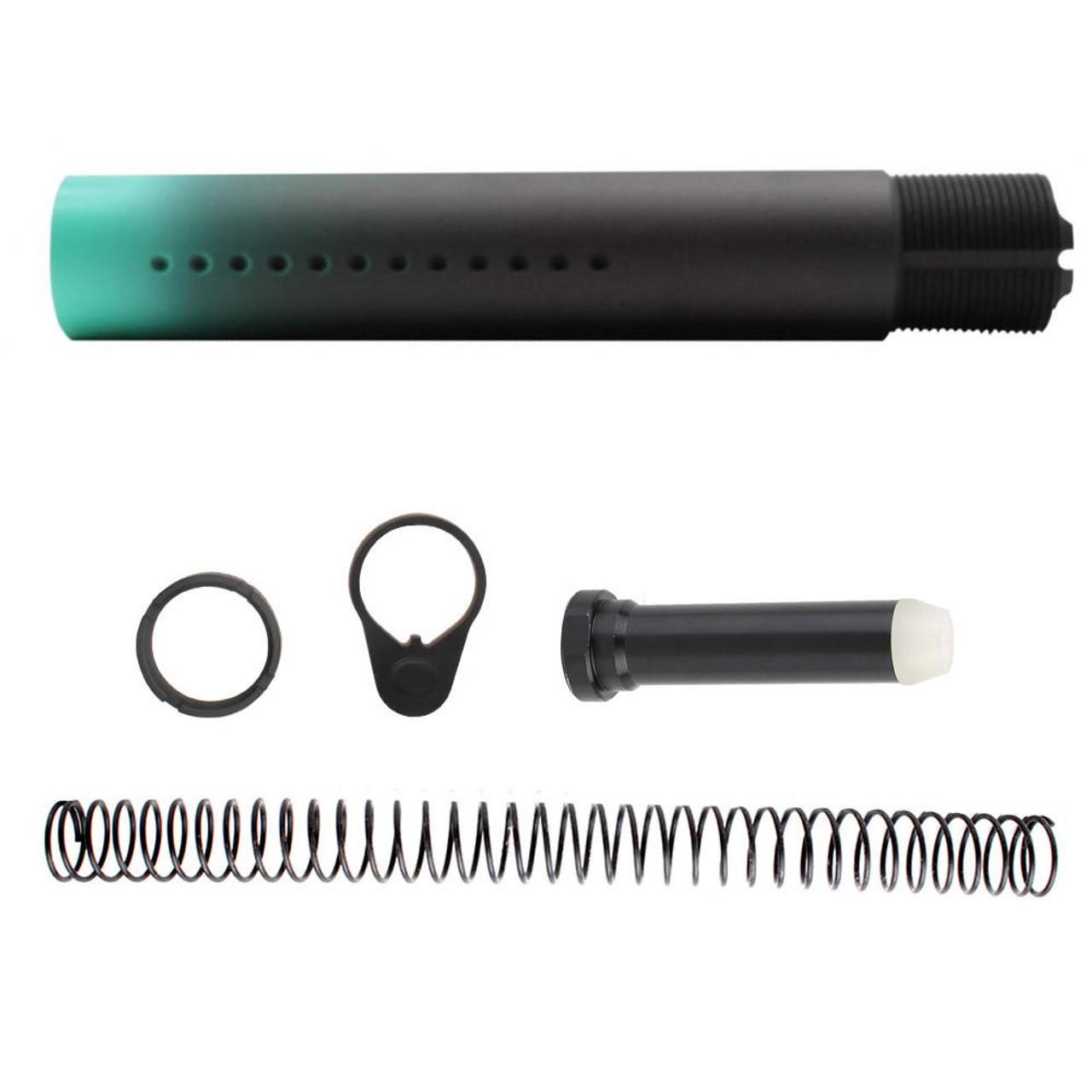  Tiger Rock Inc. ST007P(T-K-RGB-GRADIENT)-NO-T-OS CERAKOTE GRADIENT ROBINS EGG| AR-15 .223/5.56 Complete Dimpled Pistol Buffer Tube Kit- NO FOAM- BLACK AND ROBINS EGG 