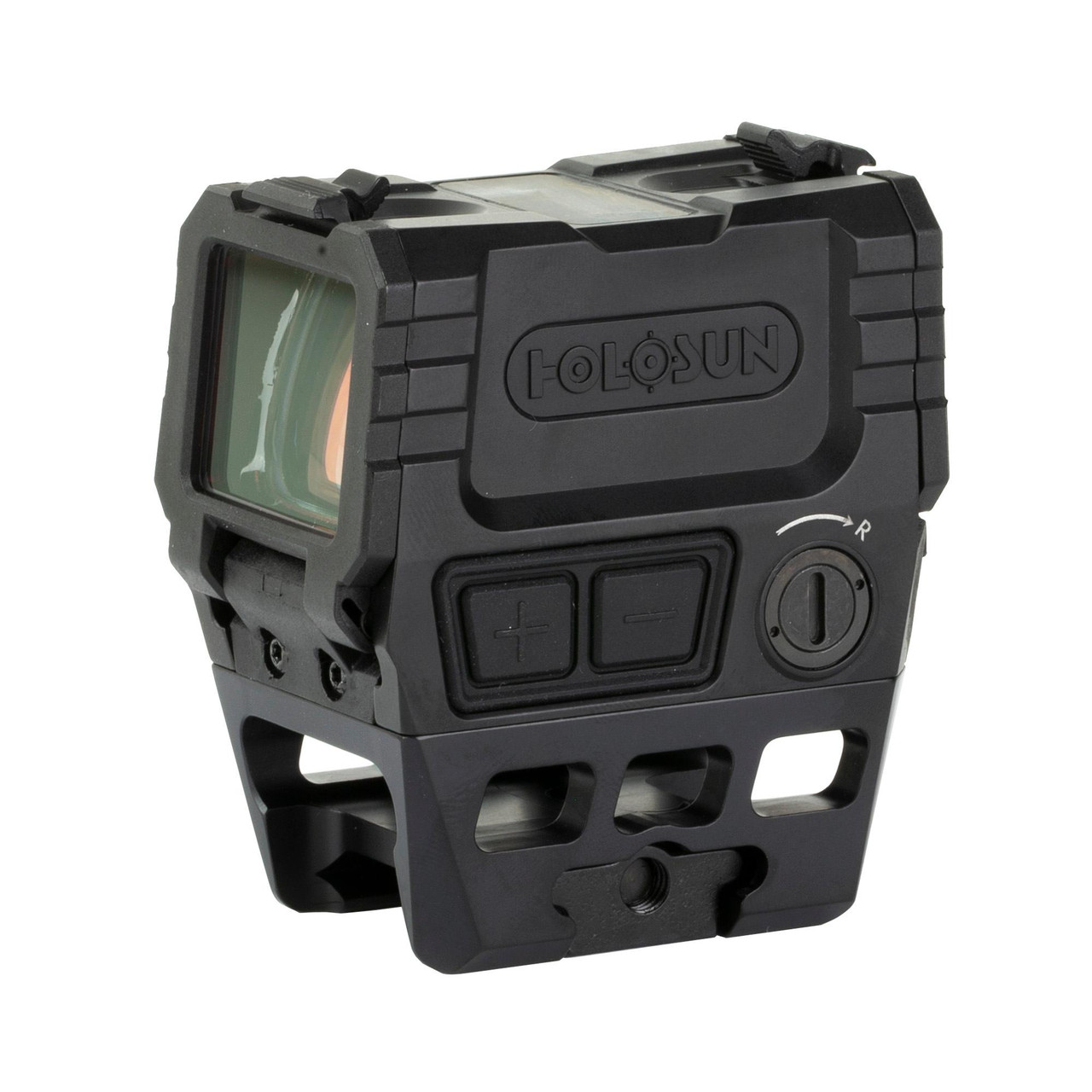 Holosun Technologies Holosun AEMS-211301 Red Multi Reticle Solar Sight, a compact and durable optics device with solar failsafe, 50,000-hour battery life, and adjustable controls for precise targeting.