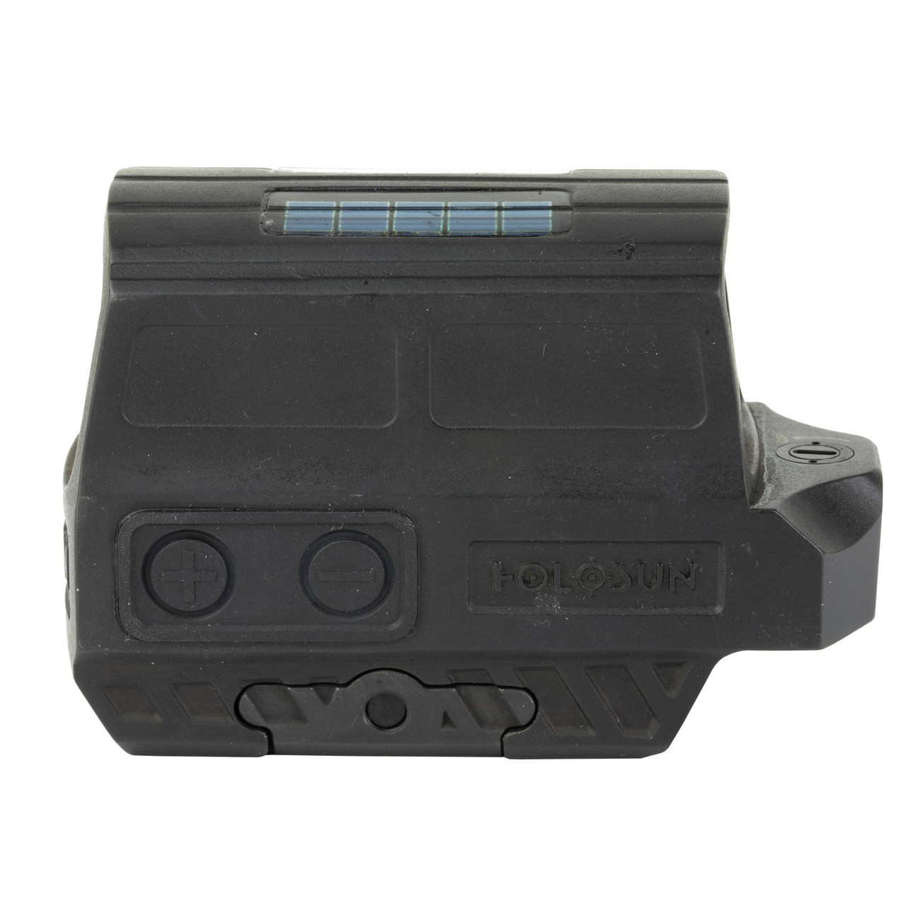 Holosun Technologies Holosun HE512T-RD Enclosed Reflex Sight - Durable Red MRS for Tactical & Competitive Shooting, compact black sight with digital controls and illuminated red display.
