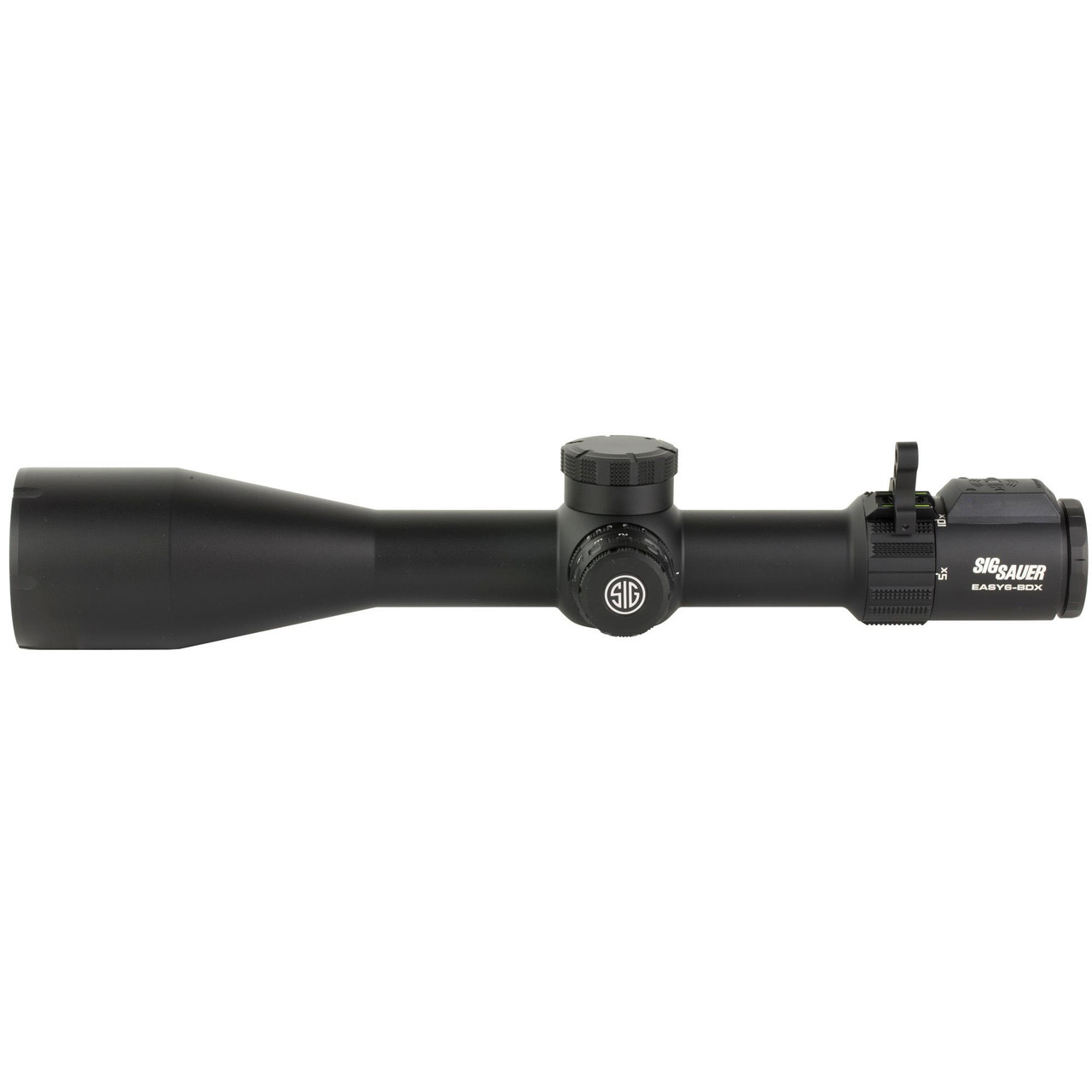 Sig Sauer Easy6-BDX 5-30x56mm Rifle Scope - Precision & Performance - SOEBDX65105, black rifle scope with adjustable magnification, turrets, and mounting features for long-range shooting.