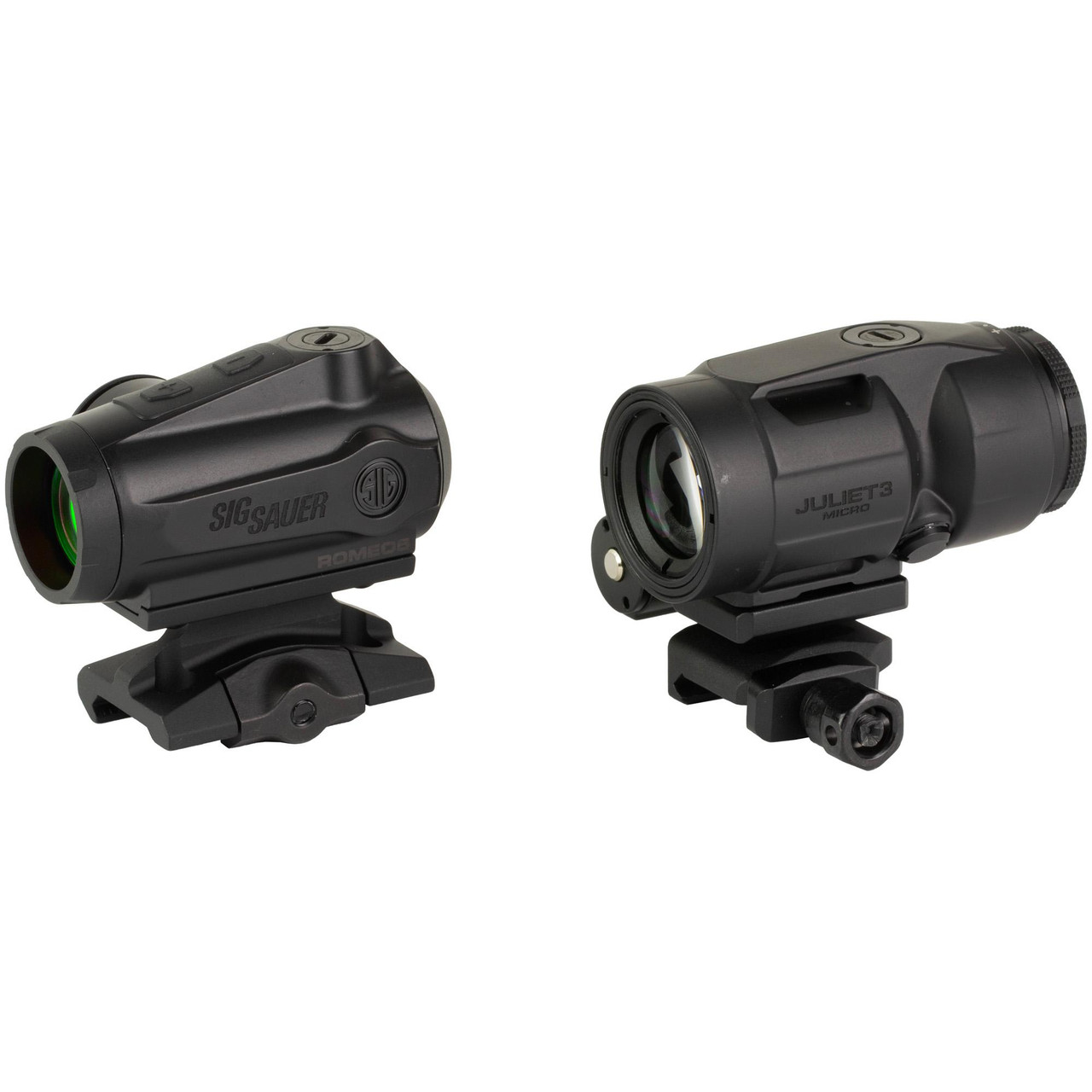 Sig Sauer SORJ5101 ROMEO5 GEN II Red Dot Sight & JULIET3 Magnifier Combo, tactical precision optics for MSR rifles with durable black finish.