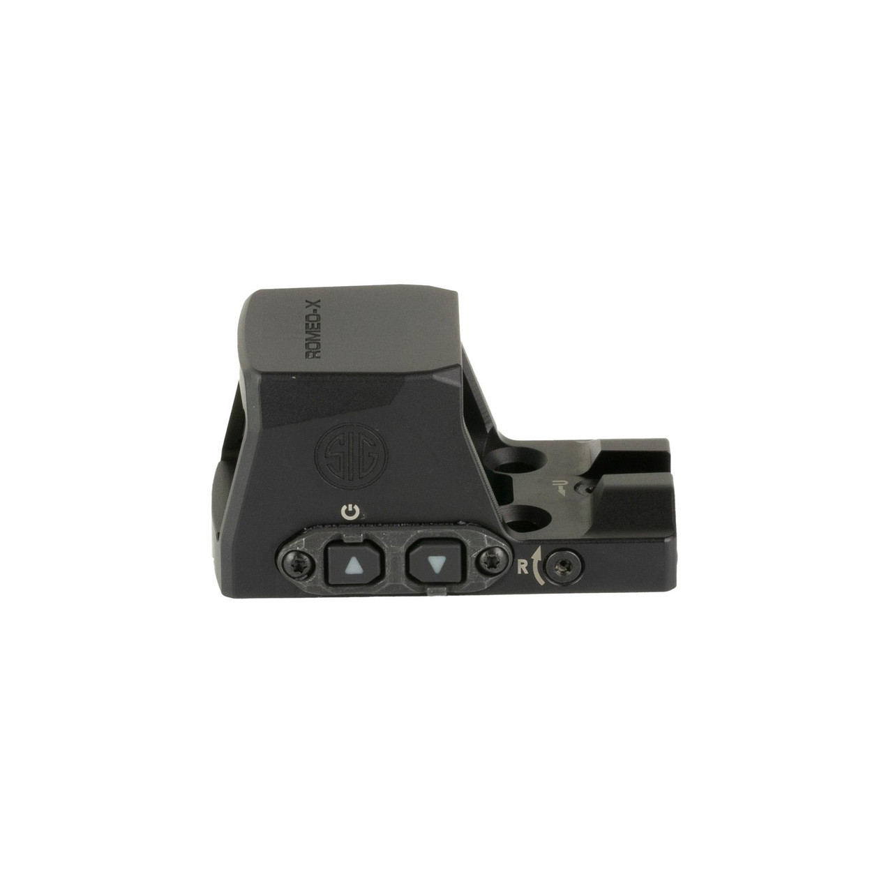 Sig Sauer Romeo-X Pro 6 MOA Dot Sight, Precision Red Dot Optic, black tactical sight with adjustment buttons and mounting base.