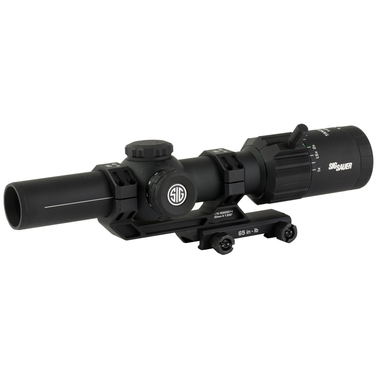 Sig Sauer Tango MSR 1-8x24 MSR-BDC8 Riflescope, close-up of the black tactical riflescope with adjustable zoom and precision optics for tactical shooting.