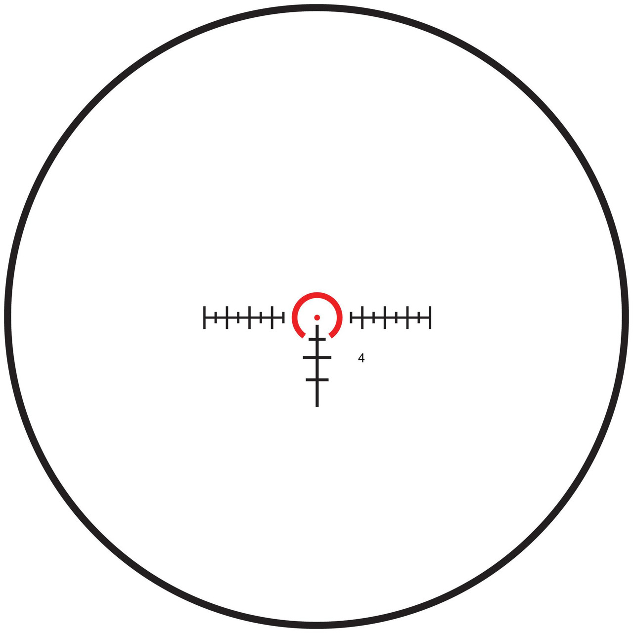 Burris Optics - 200475 - Burris RT6 30mm 1-6x24mm Base AR, close-up view of rifle scope crosshair reticle with measurement markings