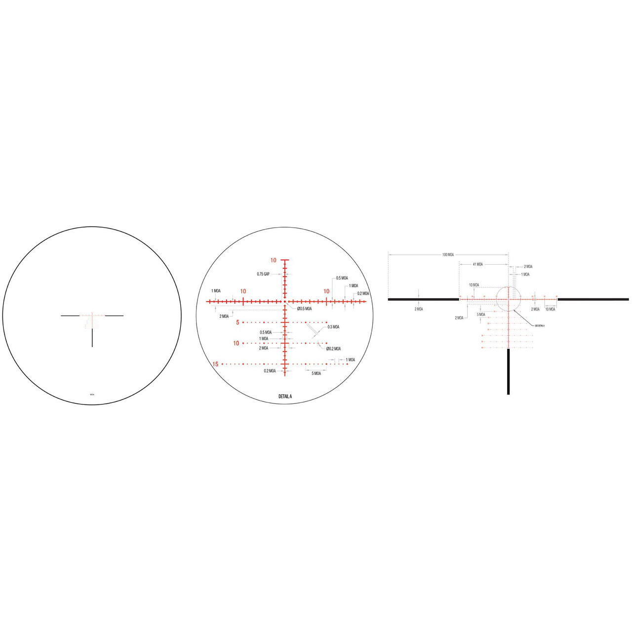 Trijicon - CR1036-C-2900037 - Trijicon Credo 2-10x36 Ffp Moa Red, image of a riflescope reticle with detailed marking and measurement lines for precision aiming.