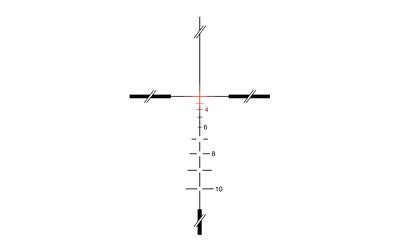 Trijicon - TA11J - Trijicon ACOG 3.5x35 Red XHR scope, close-up image showing the reticle with red crosshairs and measurement markings.