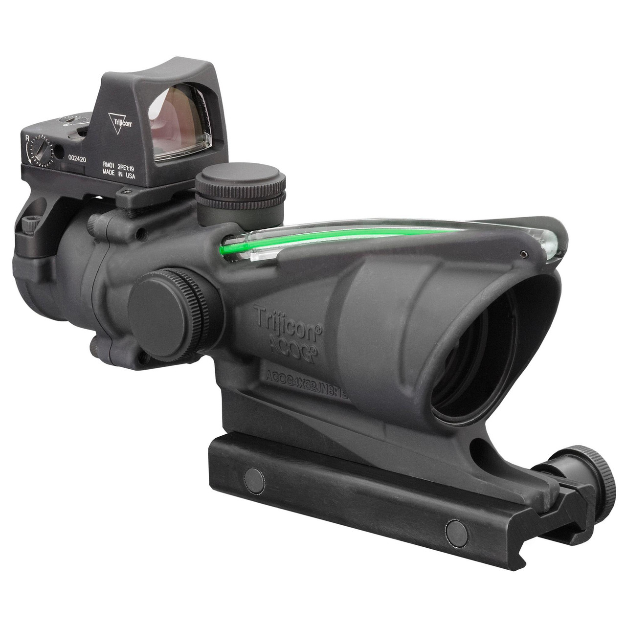 Product Trijicon - TA31-C-100552 - Trijicon Acog 4x32 223 Grn Xhr W/rmr, tactical rifle scope with illuminated reticle and red dot sight for precise targeting.
