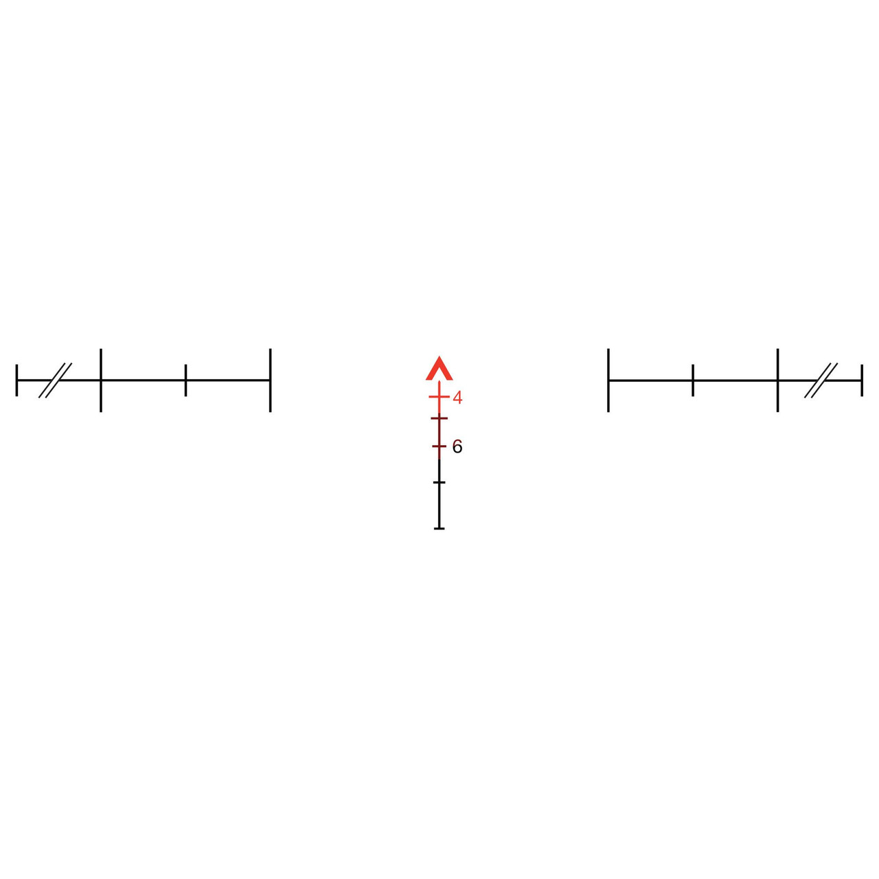 Trijicon - TA31RCO-M150CP - Trijicon Acog Rco 4x32 Red Chv M150, close-up of rifle scope reticle with illuminated red aiming point and detailed markings.