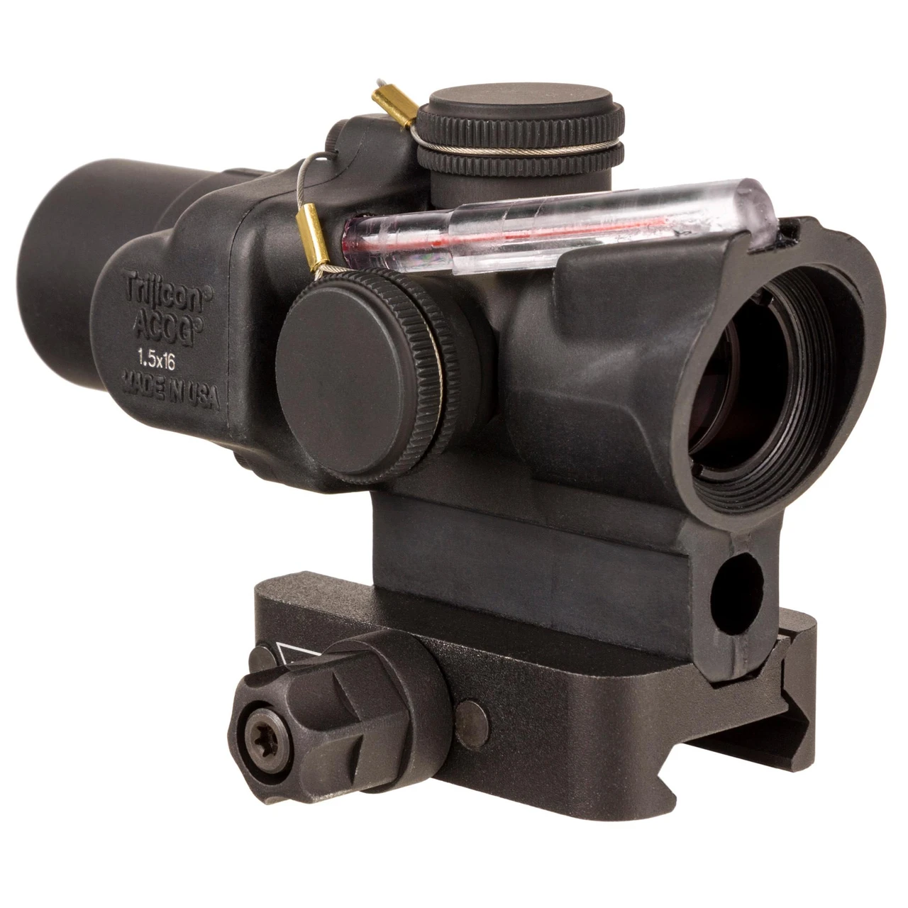Trijicon - TA44-C-400330 - Trijicon Acog 1.5x16s Red Ring, tactical riflescope with black finish, illuminated reticle, and mounting system for precision shooting.