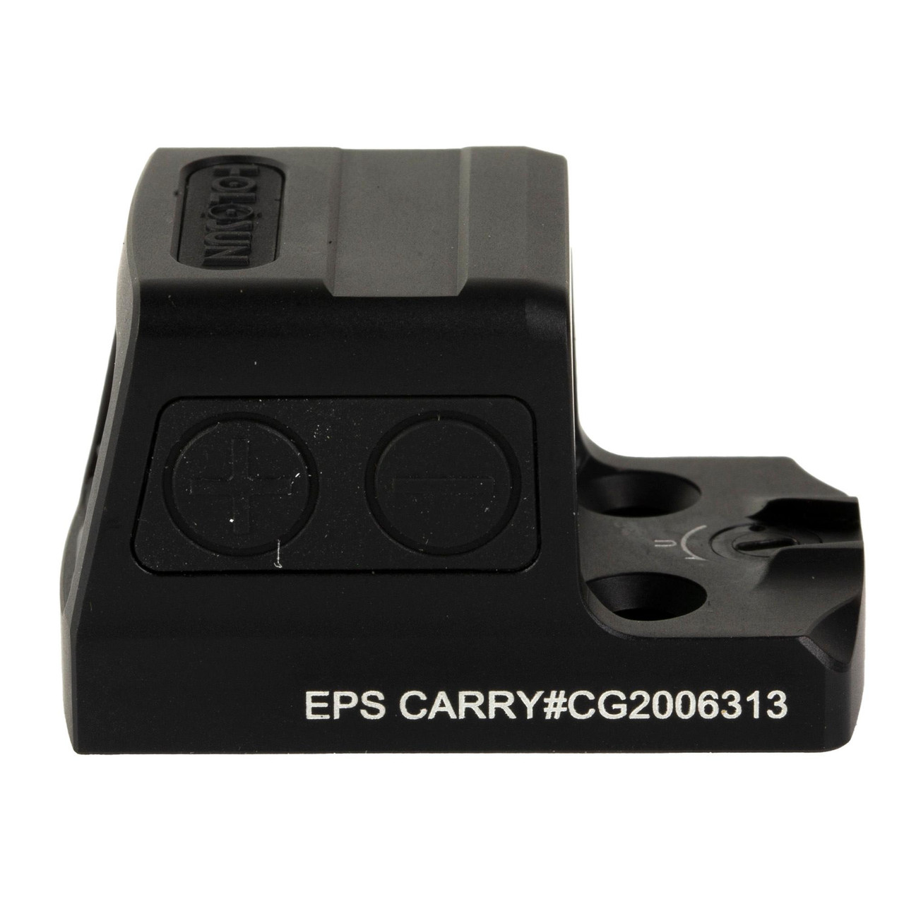 Holosun Technologies Holosun EPS-CARRY-GR-2 Advanced 2 MOA Green Dot Sight for Pistols, tactical aiming device with adjustable controls and durable black housing.
