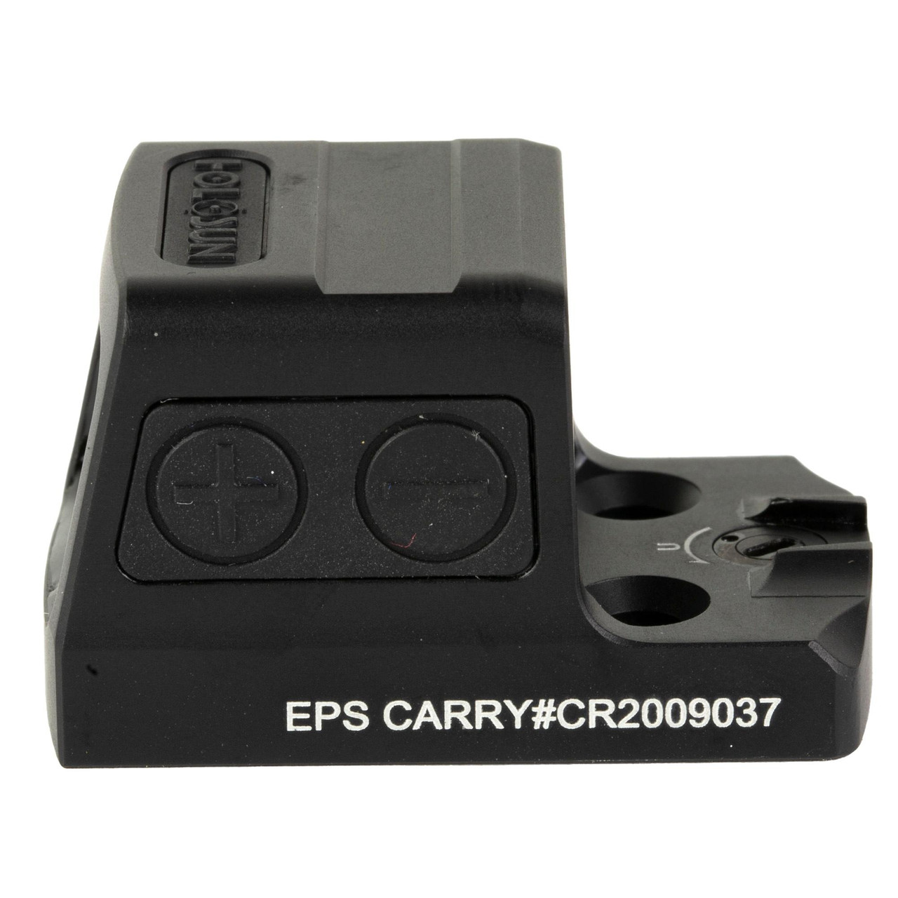 Holosun Technologies Holosun EPS-CARRY-RD-2, compact and durable red dot sight for pistols with 2 MOA aiming point, tactical precision, and adjustable controls.