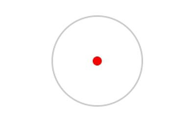 Holosun Technologies Holosun HS407C X2 Reflex Sight - 2MOA Red Dot Sight with 50,000 Hours Battery Life for Pistol Applications, close-up of the red dot reticle on the sight