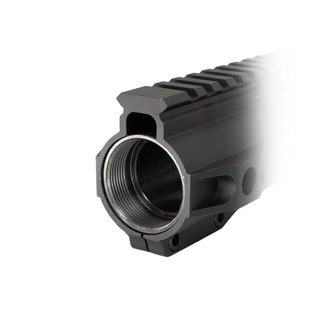 ABCSportZ 15" M-Lok Free Float Slant Cut Clamp On Quad Rail Handguard with Castle Nut in Blue 